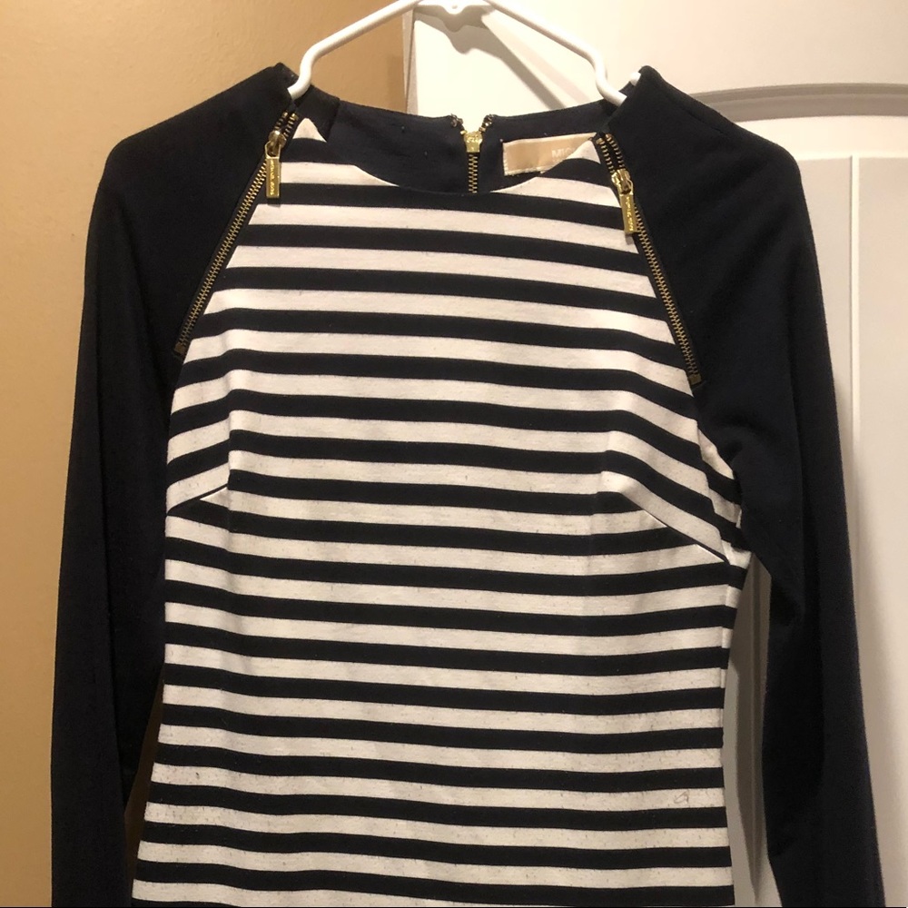Michael Kors Navy & white longsleeve dress